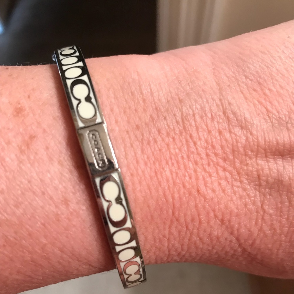 Coach Bangle Bracelet - white & silver
